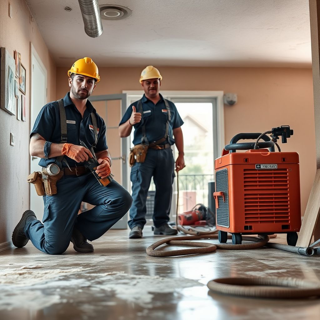 A certified water damage technician in Gilbert, Arizona, using a thermal imaging camera to detect hidden moisture in a wall.