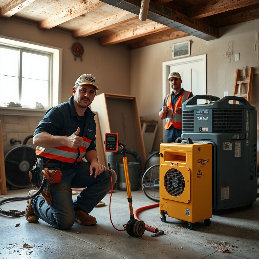 A Gold Canyon homeowner speaking with a friendly Iron Ridge Restoration technician during a water damage assessment, showing trust and clear communication.